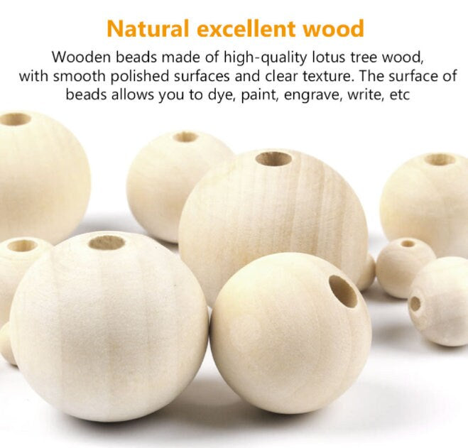 Natural Wood Beads 6mm - 20 mm, Bead Destash, Unfinished Wood Beads, R –  LightningStore